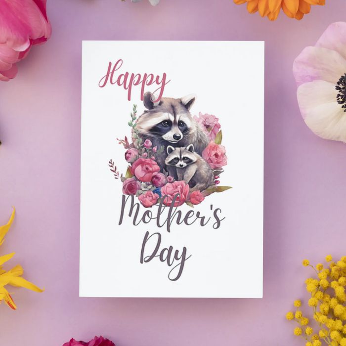 Printable Mother's Day Card Raccoon