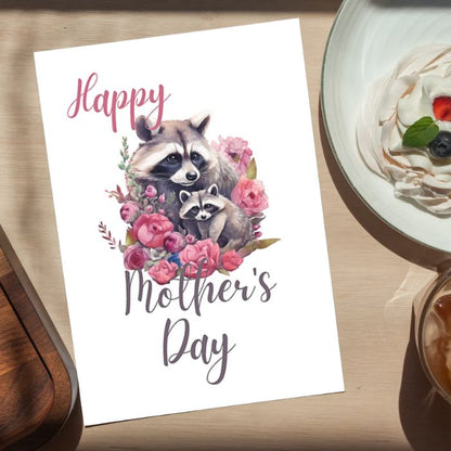 Printable Mother's Day Card Raccoon