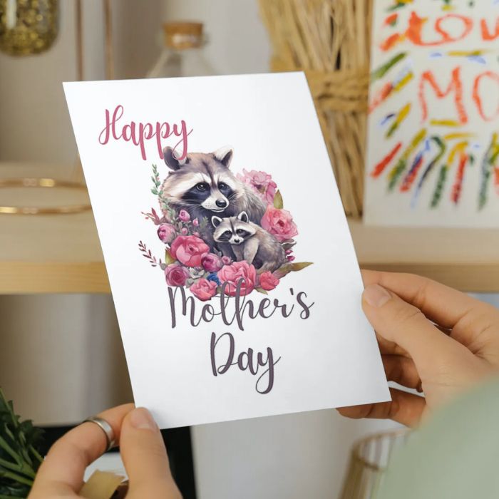 Printable Mother's Day Card Raccoon