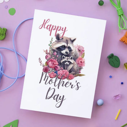 Printable Mother's Day Card Raccoon