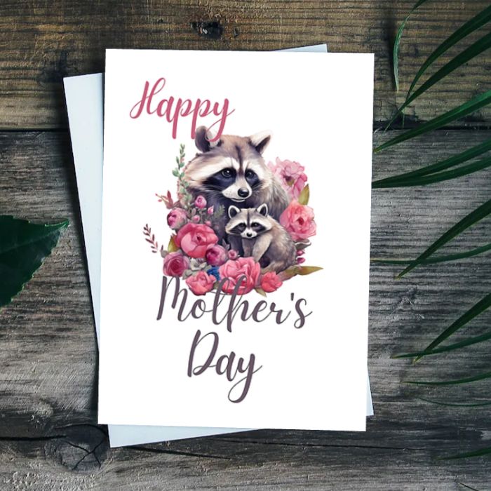 Printable Mother's Day Card Raccoon