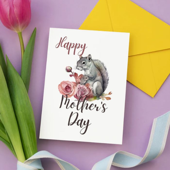 Printable Mother's Day Card Squirrel