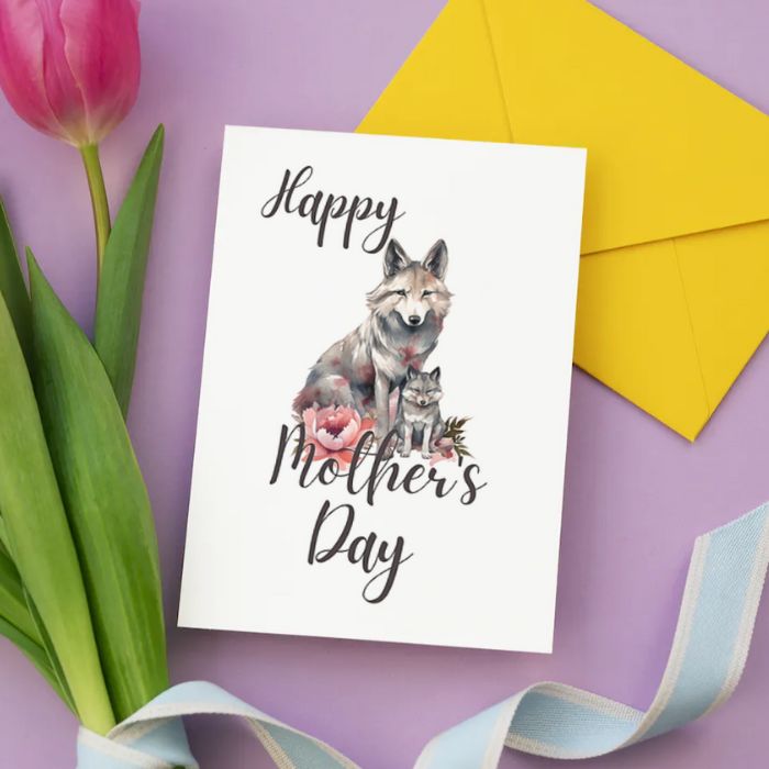 Printable Mother's Day Card Wolf