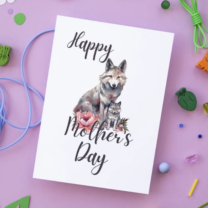 Printable Mother's Day Card Wolf