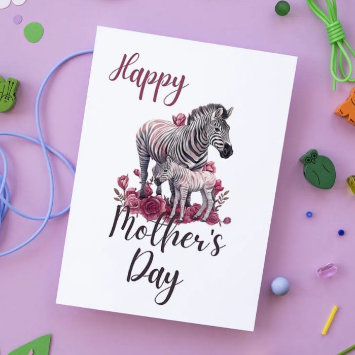 Printable Mother's Day Card Zebra