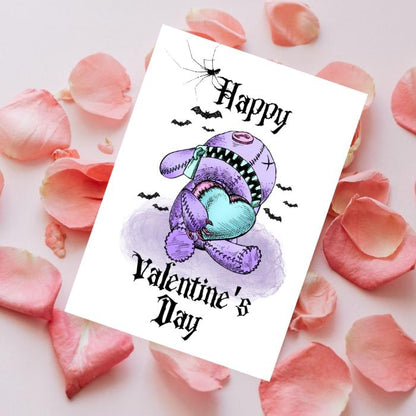 Pastel Goth Printable Valentine's Card Bear