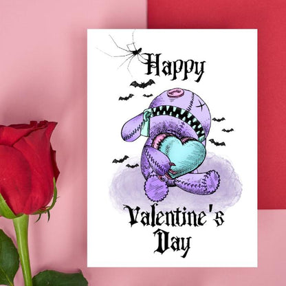 Pastel Goth Printable Valentine's Card Bear