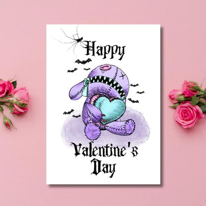 Pastel Goth Printable Valentine's Card Bear