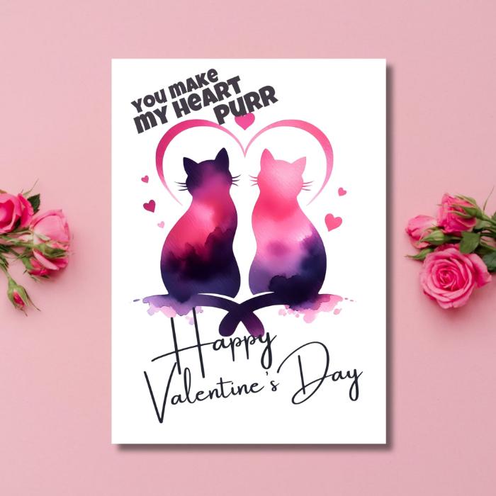 Cat Love Printable Valentine's Card