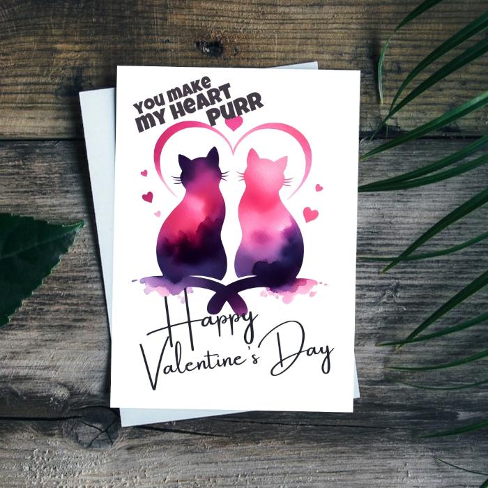 Cat Love Printable Valentine's Card