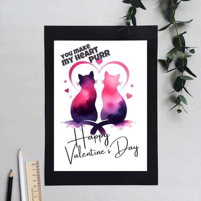 Cat Love Printable Valentine's Card