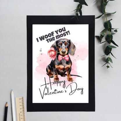 Printable Dachshund Valentine's Card I Woof You The Most