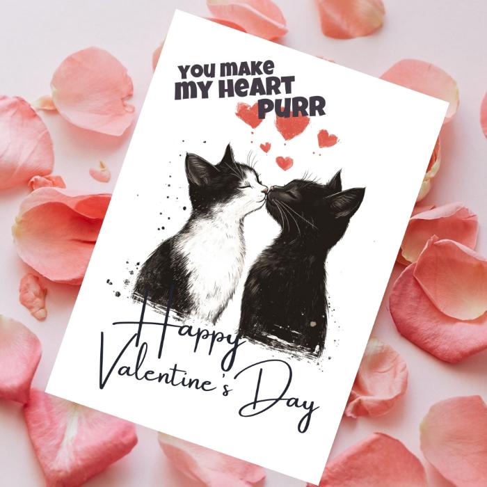 Kissing Cats Printable Valentine's Card