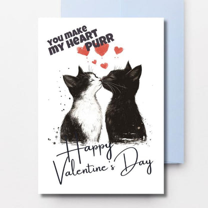 Kissing Cats Printable Valentine's Card