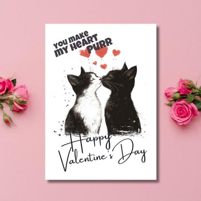 Kissing Cats Printable Valentine's Card