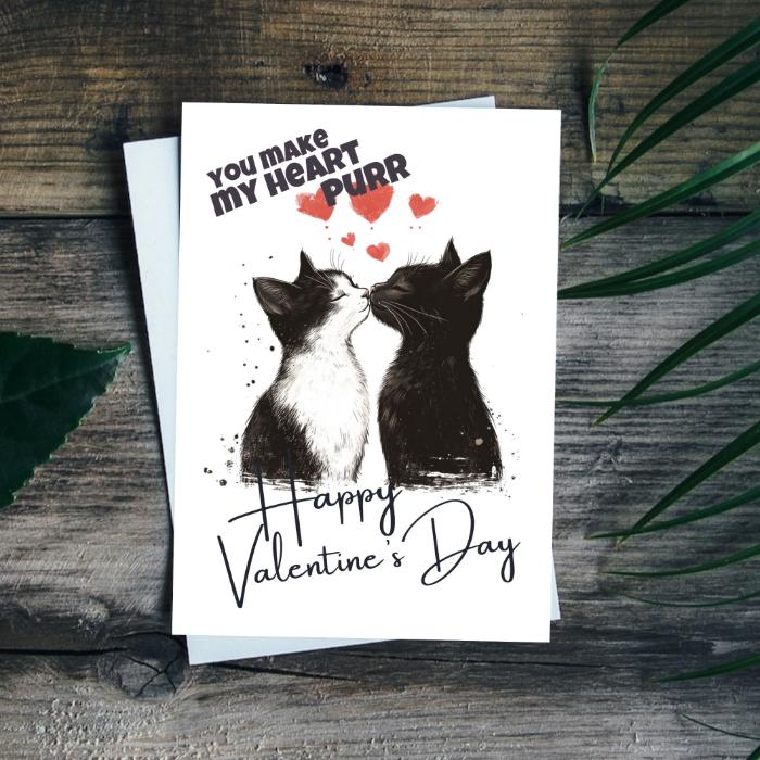 Kissing Cats Printable Valentine's Card