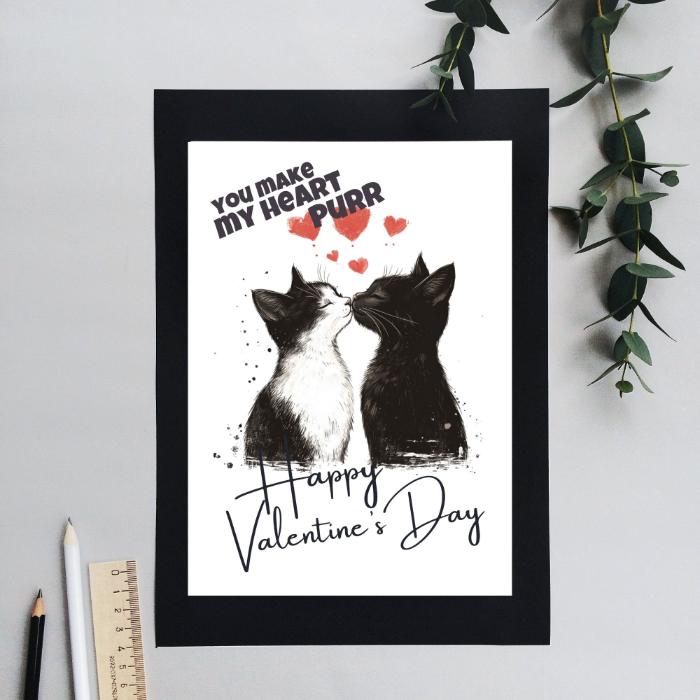 Kissing Cats Printable Valentine's Card