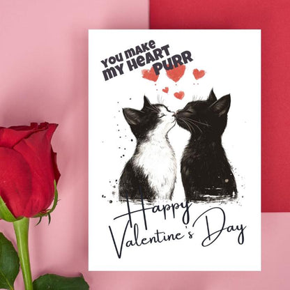 Kissing Cats Printable Valentine's Card