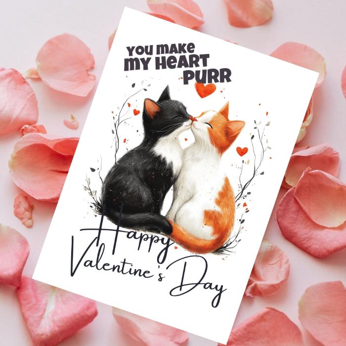 Printable Valentine's Card Tabby Cat Love