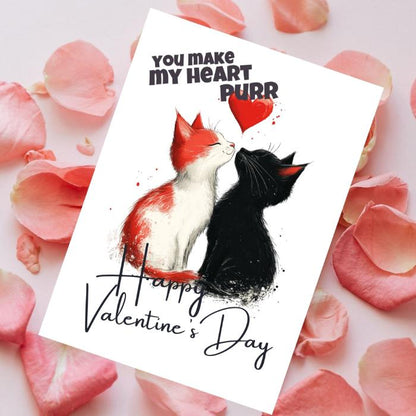 Printable Cat Couple Valentine's Card