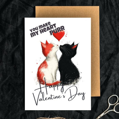 Printable Cat Couple Valentine's Card