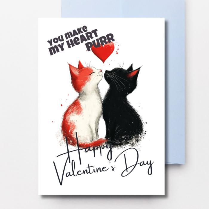 Printable Cat Couple Valentine's Card