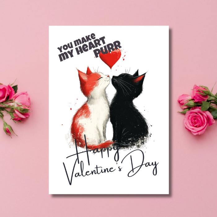 Printable Cat Couple Valentine's Card