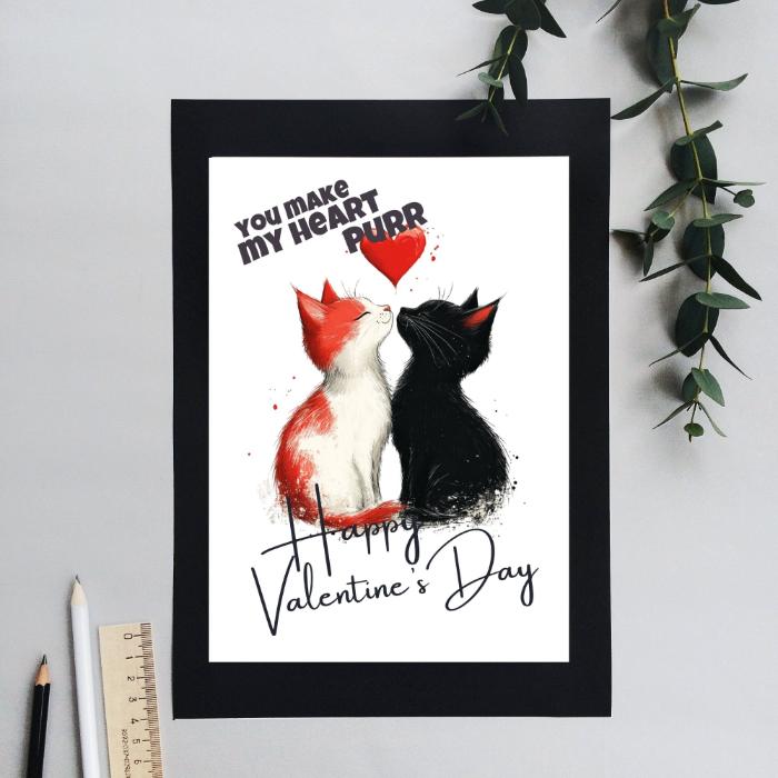 Printable Cat Couple Valentine's Card