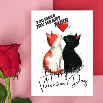 Printable Cat Couple Valentine's Card