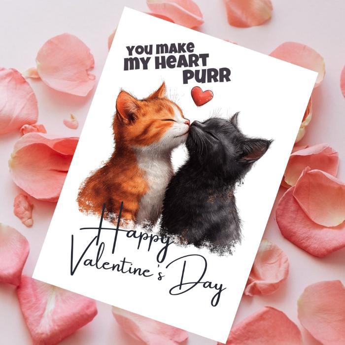 Tabby Love Printable Cat Couple Valentine's Card