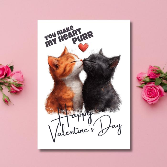 Tabby Love Printable Cat Couple Valentine's Card