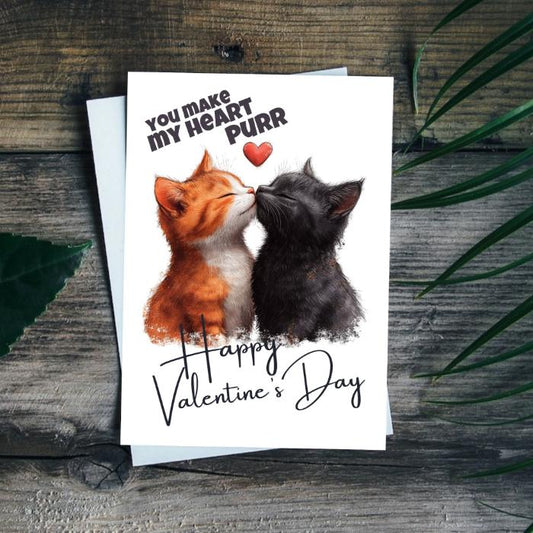 Tabby Love Printable Cat Couple Valentine's Card