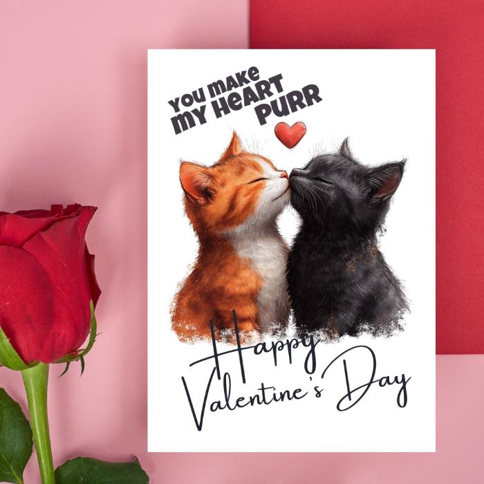 Tabby Love Printable Cat Couple Valentine's Card