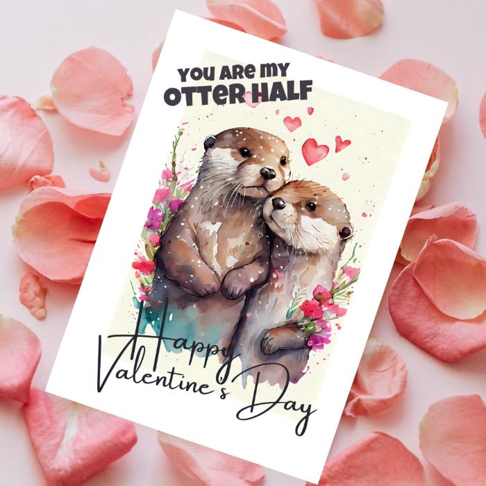 Otter Love Printable Valentine's Card You Are my Otter Half