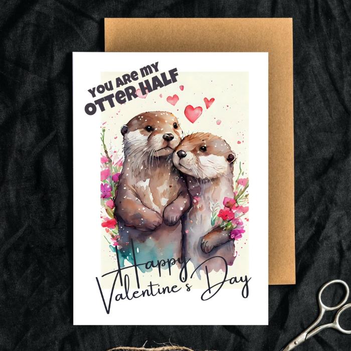 Otter Love Printable Valentine's Card You Are my Otter Half