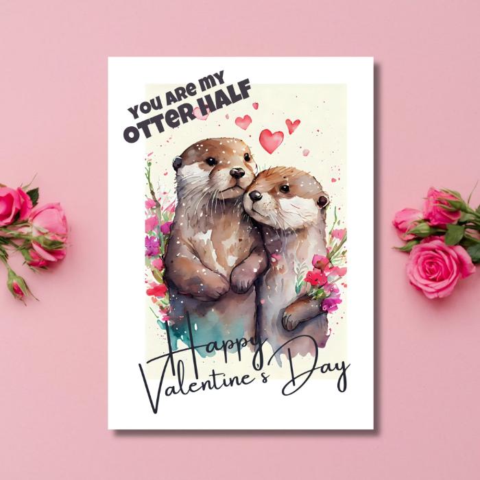 Otter Love Printable Valentine's Card You Are my Otter Half