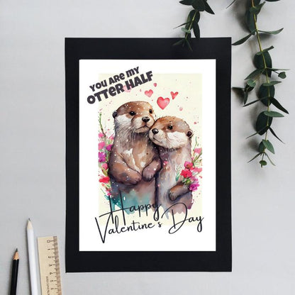 Otter Love Printable Valentine's Card You Are my Otter Half