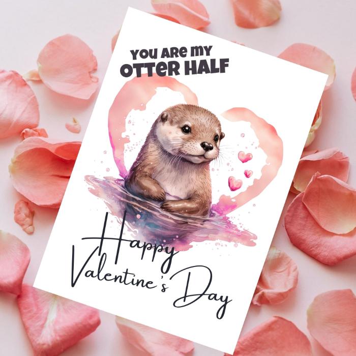 Printable Otter Valentine's Card You Are my Otter Half