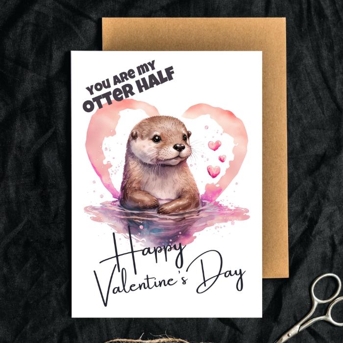 Printable Otter Valentine's Card You Are my Otter Half