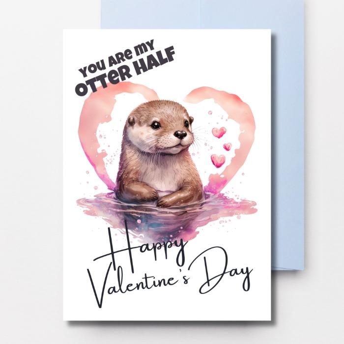 Printable Otter Valentine's Card You Are my Otter Half