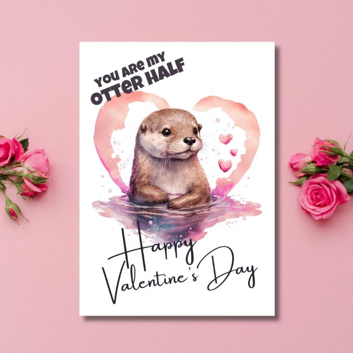 Printable Otter Valentine's Card You Are my Otter Half