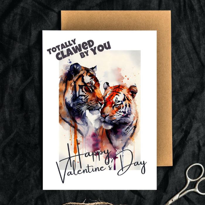 Printable Tiger Valentine's Card Totally Clawed By You