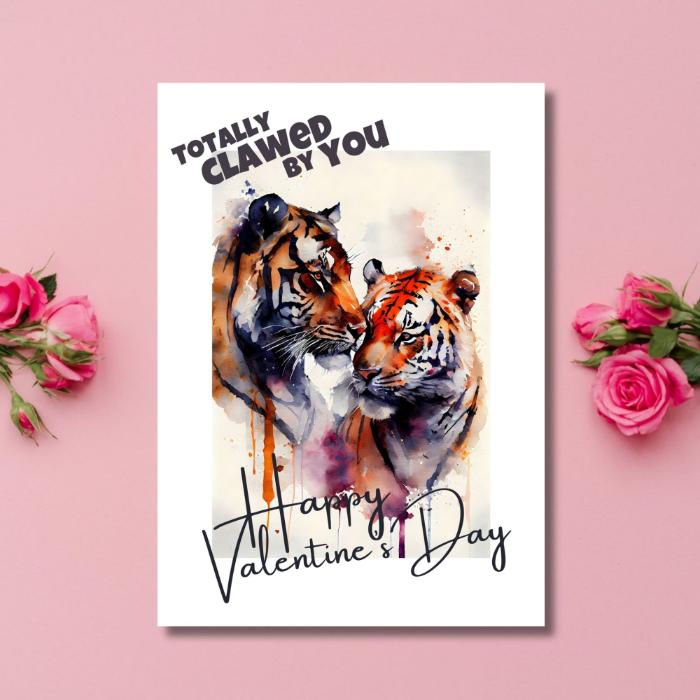 Printable Tiger Valentine's Card Totally Clawed By You