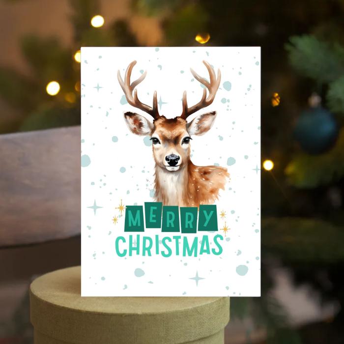 Printable Reindeer Christmas Card 5x7 Merry Christmas