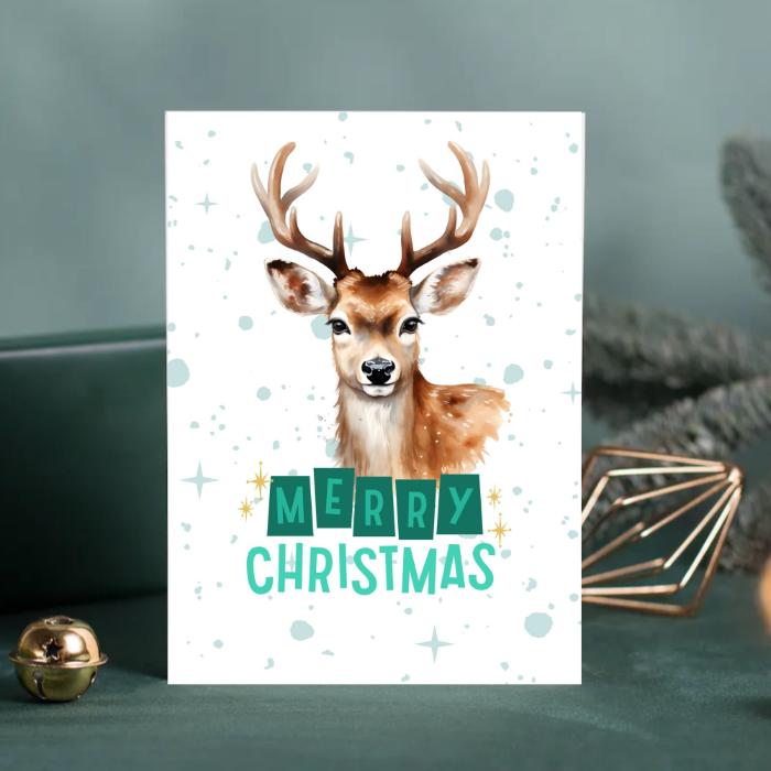 Printable Reindeer Christmas Card 5x7 Merry Christmas