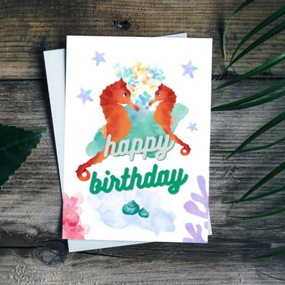 Printable Seahorse Birthday Card