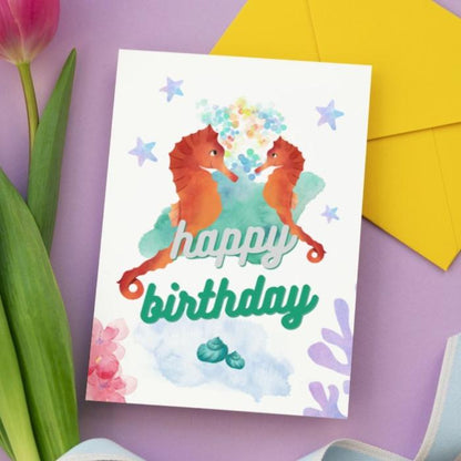 Printable Seahorse Birthday Card