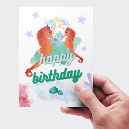 Printable Seahorse Birthday Card