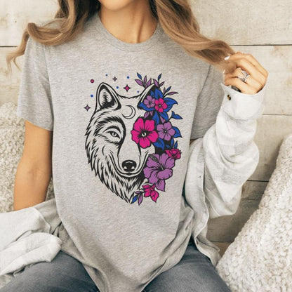 Bisexual Wolf With Flowers Shirt