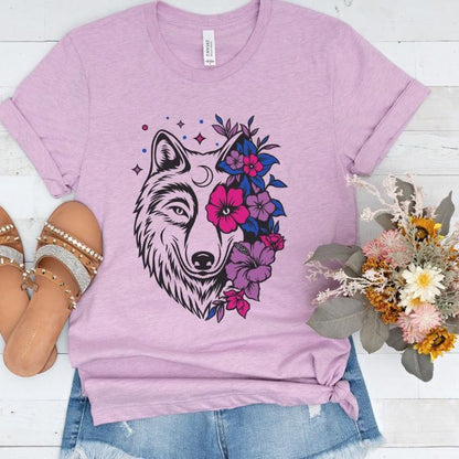 Bisexual Wolf With Flowers Shirt